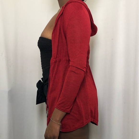 Red Hooded Cardigan - Picture 7 of 7